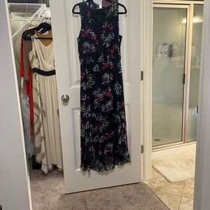 Banana Republic Black and Pink Floral Maxi Dress